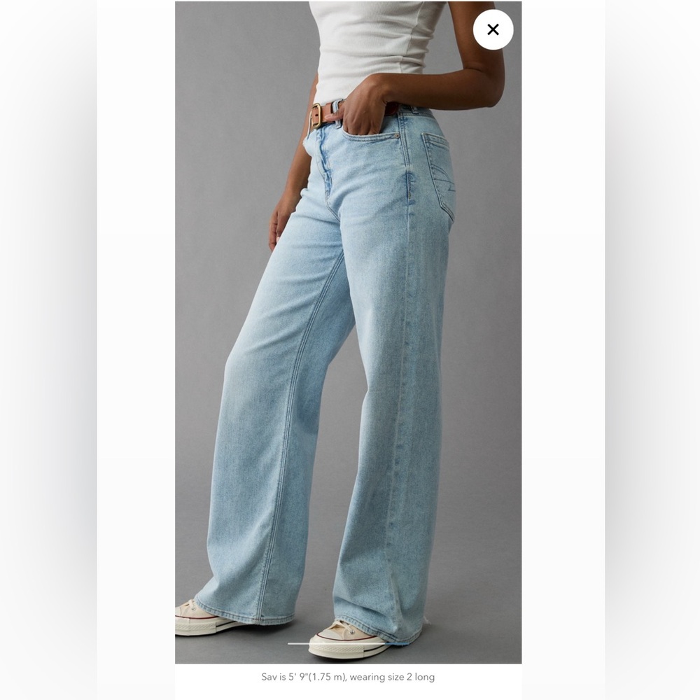 2 for One - AE Dreamy Drape Super High Waisted Baggy Wide leg Jean
